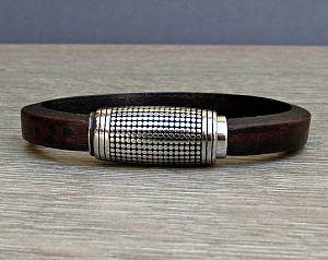 Stainless Steel, Mens Bracelet, Silver Leather Bracelet, Leather Mens Bracelet, Customized On Your WristFathers day gift