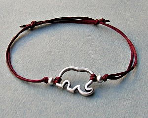 Elephant Bracelet, Mens Bracelet, Silver Elephant Charm, Cord Bracelet For Men, Gift for him, Bestfriend Bracelet, mens jewelry, Adjustable