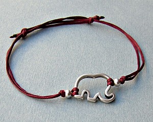 Elephant Bracelet, Mens Bracelet, Silver Elephant Charm, Cord Bracelet For Men, Gift for him, Bestfriend Bracelet, mens jewelry, Adjustable