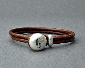 Personalized Mens Leather Bracelet,Custom Name Initial Monogram, Engraved Bracelet, Gift For Men, Husband Gift, Boyfriend Gift