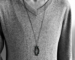 Ancient Greek Blue Green Patina Fish Necklace Pendant Unisex Fish Necklace Pendant Adjustable