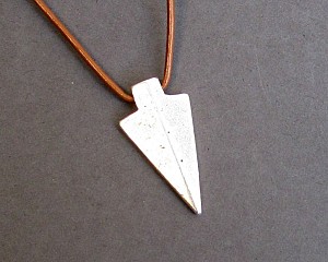 Spear Arrowhead Mens Necklace Pendant, Mens Silver Rustic Leather Necklace, Best Friend, Boyfriend Gift Adjustable