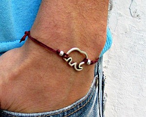 Elephant Bracelet, Mens Bracelet, Silver Elephant Charm, Cord Bracelet For Men, Gift for him, Bestfriend Bracelet, mens jewelry, Adjustable