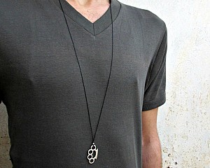 Brass Knuckles Silver Necklace Pendant Gift For Him, For Her, Boyfriend Gift.