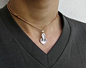 Anchor necklace for men, mens anchor necklace with leather cord, silver charm. gift for him, surfer beach nautical necklace, men jewelry