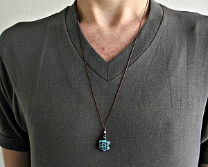 Sea Turtle Necklace Pendant, Turtle Jewelry,Blue Patina Turtle Charm Necklace, Beach Jewelry, Best Friend, Boyfriend Gift