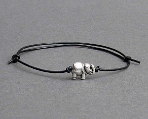 Tiny Elephant Mens Bracelet, Silver Elephant Charm, Leather Bracelet For Men, Gift for him, Bestfriend Bracelet, mens jewelry, Adjustable