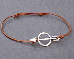 Arrow Silver Bracelet, Unisex Leather Cord Bracelet His And Hers Silver Dainty Bracelet Adjustable