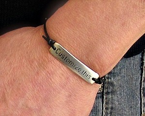 Mens Personalized Leather Bracelet, Custom Mens Unisex, Engraved Bracelet, Gift For Men Women, Boyfriend Gift, Adjustable