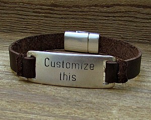 Custom Engraved Bracelet Mens Personalized Leather Bracelet, Unisex, Engraved Bracelet, Gift For Men Women, Boyfriend Gift, Adjustable