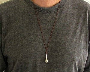 Teardrop Mens Necklace Pendant Silver Mens Necklace Pendant Adjustable