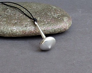 Mens Geometric Spinning Top Necklace, Pendant, Unisex Silver Long Leather Necklace Pendant, Mens Gift, Adjustable