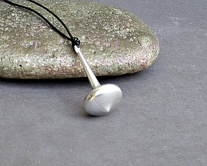 Mens Geometric Spinning Top Necklace, Pendant, Unisex Silver Long Leather Necklace Pendant, Mens Gift, Adjustable