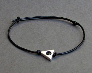 Triangle Minimalist Cord Bracelet, Silver Geometric Leather Bracelet For Men, Gift for him, Bestfriend Bracelet, mens jewelry, Adjustable