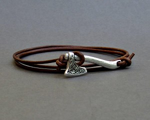 Celtic Axe Bracelet Mens Leather Wrap Boho Bracelet Unisex Leather Bracelet Adjustable