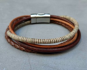 Mens Boho Leather Bracelet Cuff Unisex Multicolor Multistrand Bracelet Mens Bracelet Womens bracelet Customized To Your Wrist