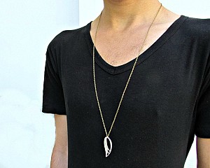Angel Wing Mens Necklace Mens Minimal Long Necklace Mens Silver Necklace Mens Jewelry