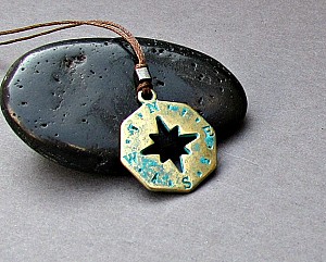 Compass Necklace Pendant,Mens Silver Charm, Cord Necklace Pendant, Adjustable