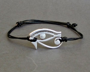 Eye Of Horus, Silver Bracelet, Eye Of Ra, Unisex Leather Cord Bracelet His And Hers Silver Dainty Bracelet Adjustable