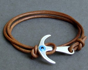 Anchor Evil Eye Leather Bracelet Mens Nautical Anchor wrap Bracelet Adjustable