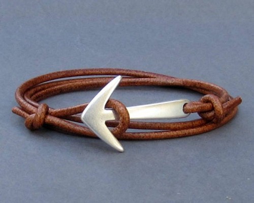 Anchor Mens Leather Bracelet Mens wrap Cuff Bracelet Hook Braceletr Adjustable Black, Silver, Gold, Bronze