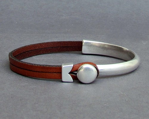 NEW DESIGN Boyfrend Gift Leather Bracelet For Men Silver Mens Leather Bracelet Customized On Your Wrist