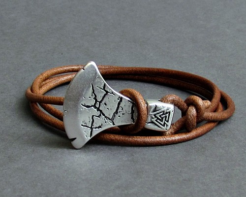 Axe Bracelet For Men Leather Wrap Bracelet Celtic Axe Bracelet Viking Axe Bracelet Adjustable