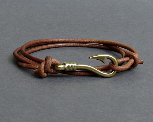 Fish Hook Leather Bracelet Boho Bracelet Mens Nautical Anchor wrap Bracelet Arrowhead Leather Bracelet Adjustable