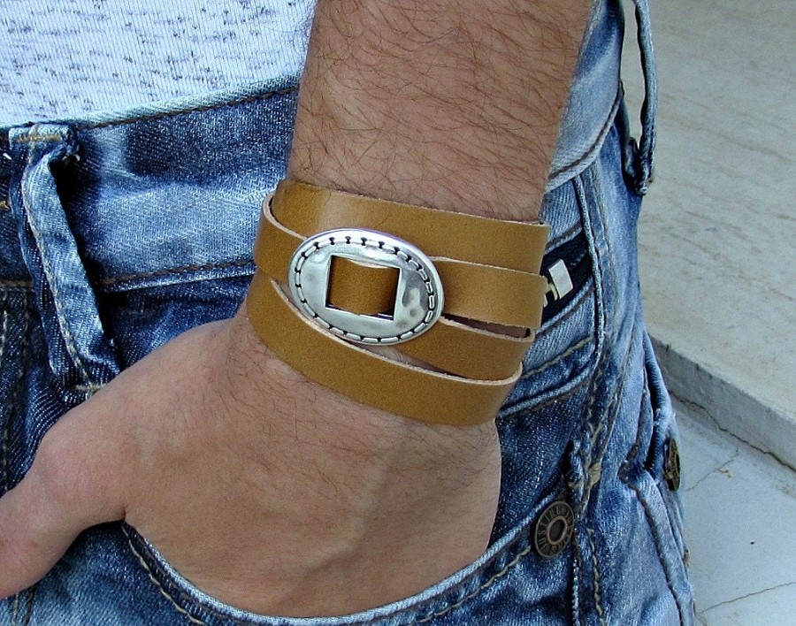 unisex boho δερμάτινο  βραχιόλι