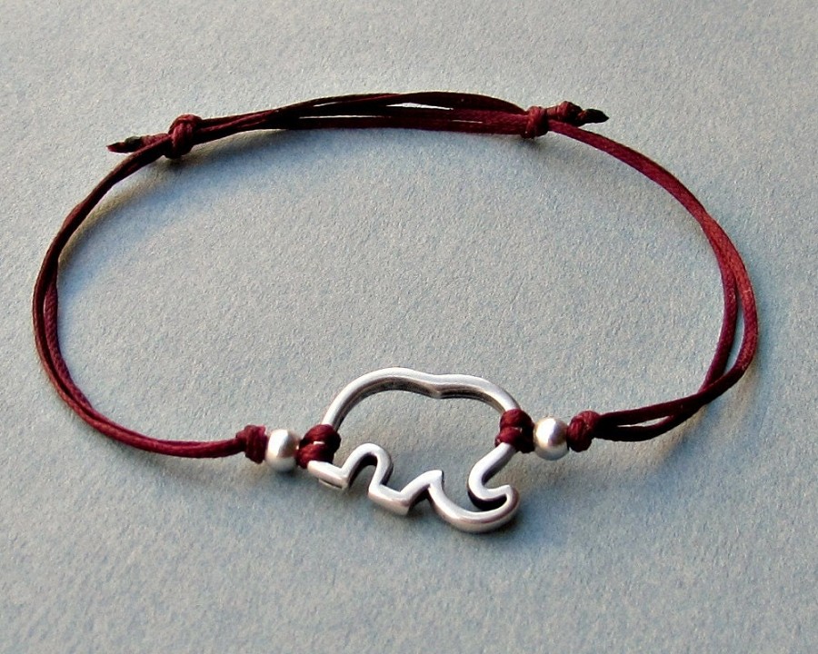 Elephant Bracelet, Mens Bracelet, Silver Elephant Charm, Cord Bracelet For Men, Gift for him, Bestfriend Bracelet, mens jewelry, Adjustable