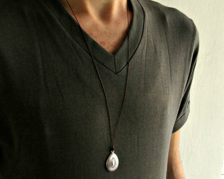 Drop Mens Necklace Pendant Silver Mens Necklace Pendant Adjustable
