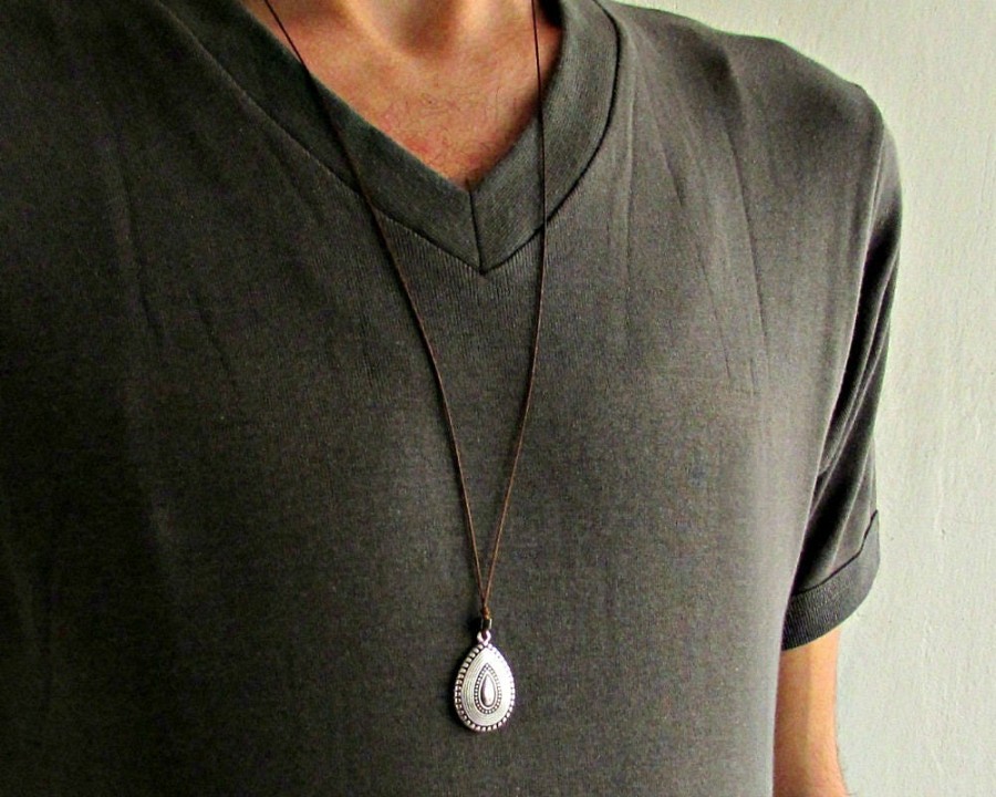 Drop Mens Necklace Pendant Silver Mens Necklace Pendant Adjustable