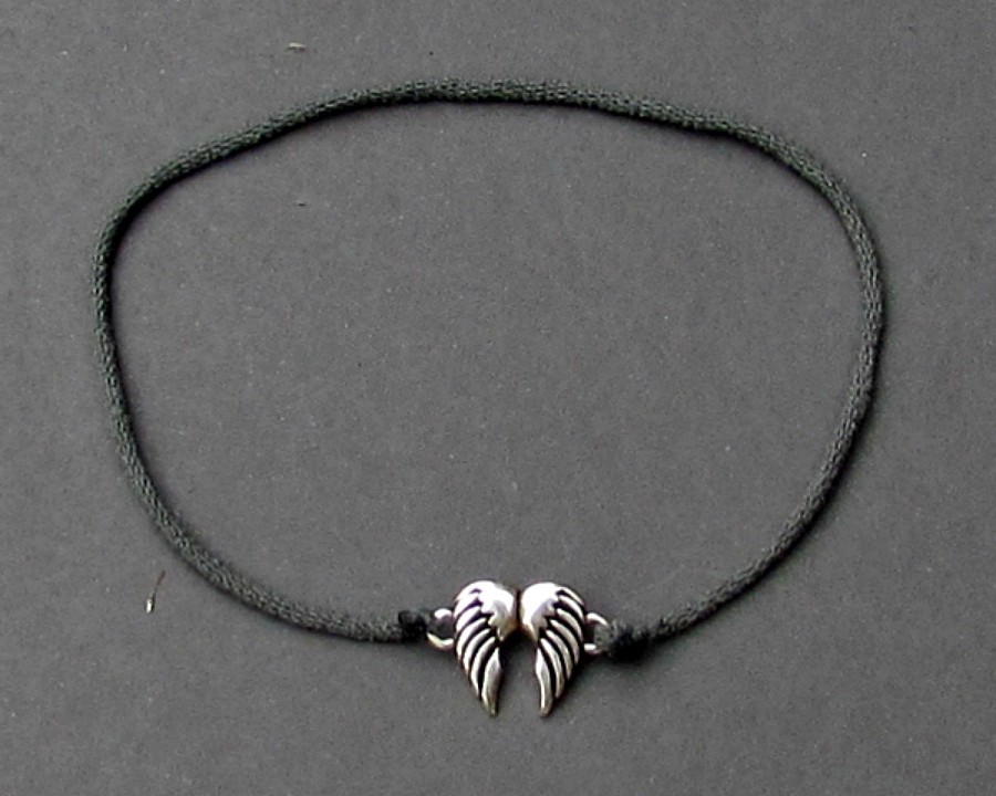 Angel Wings Bracelet, Silver Angel Wings Charm, Cord Bracelet For Men, Elastic Bracelet, Bestfriend Bracelet, Adjustable  6 - 9 1/2 Inches