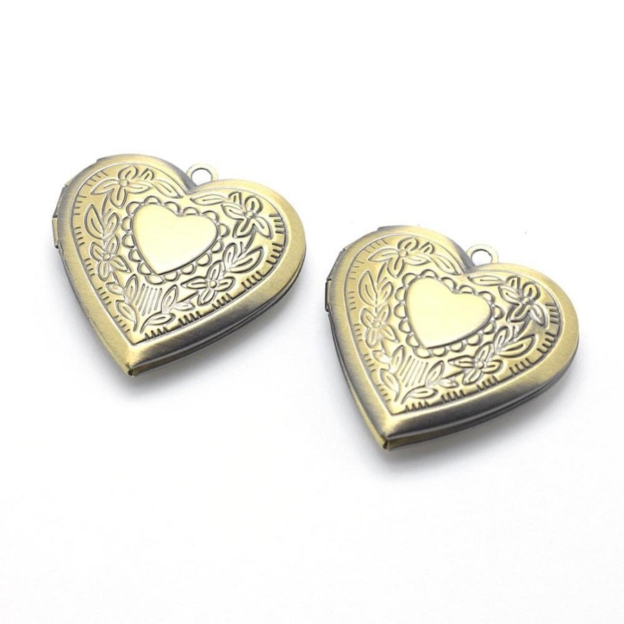 Heart Locket Necklace Pendant, Unisex Mens Womens Locket Necklace  Antique Bronze Long Necklace Keepsake Necklace